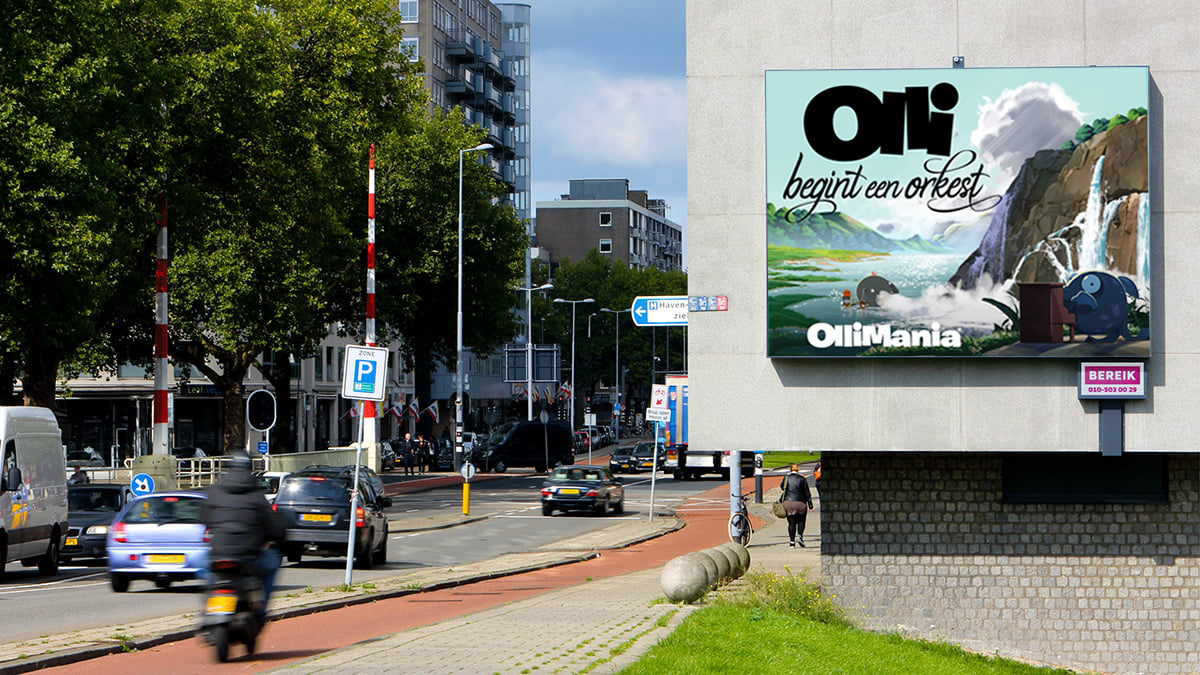 Olli uiting op billboard Bereik Maasboulevard