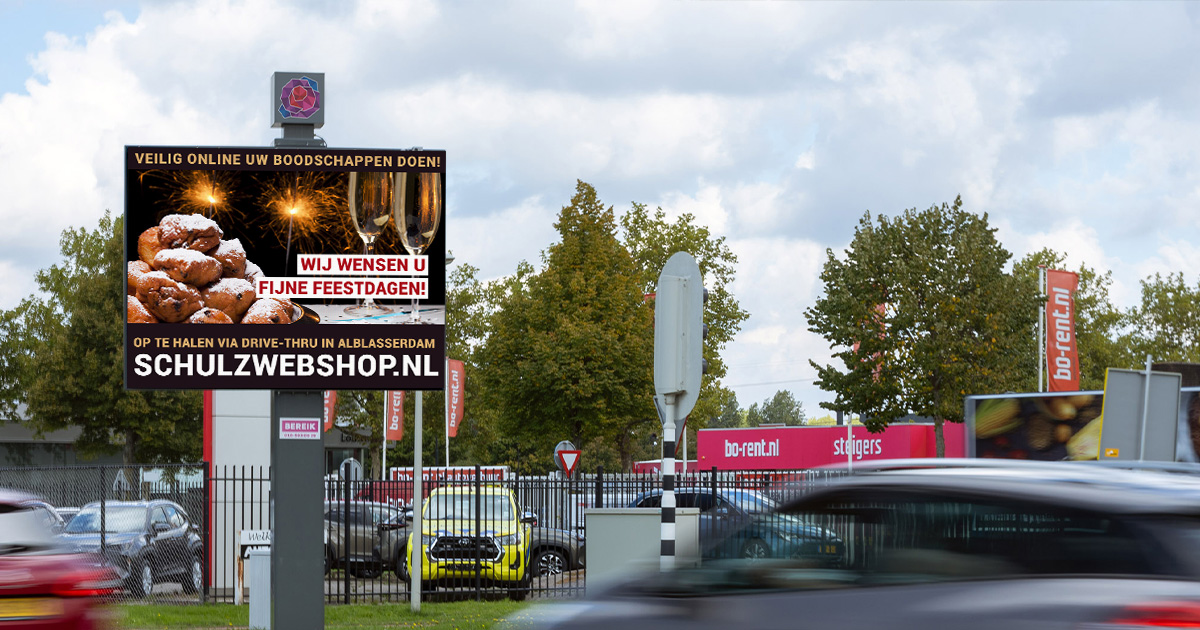 Feestdagen campagne op digitaal billboard in Roosendaal